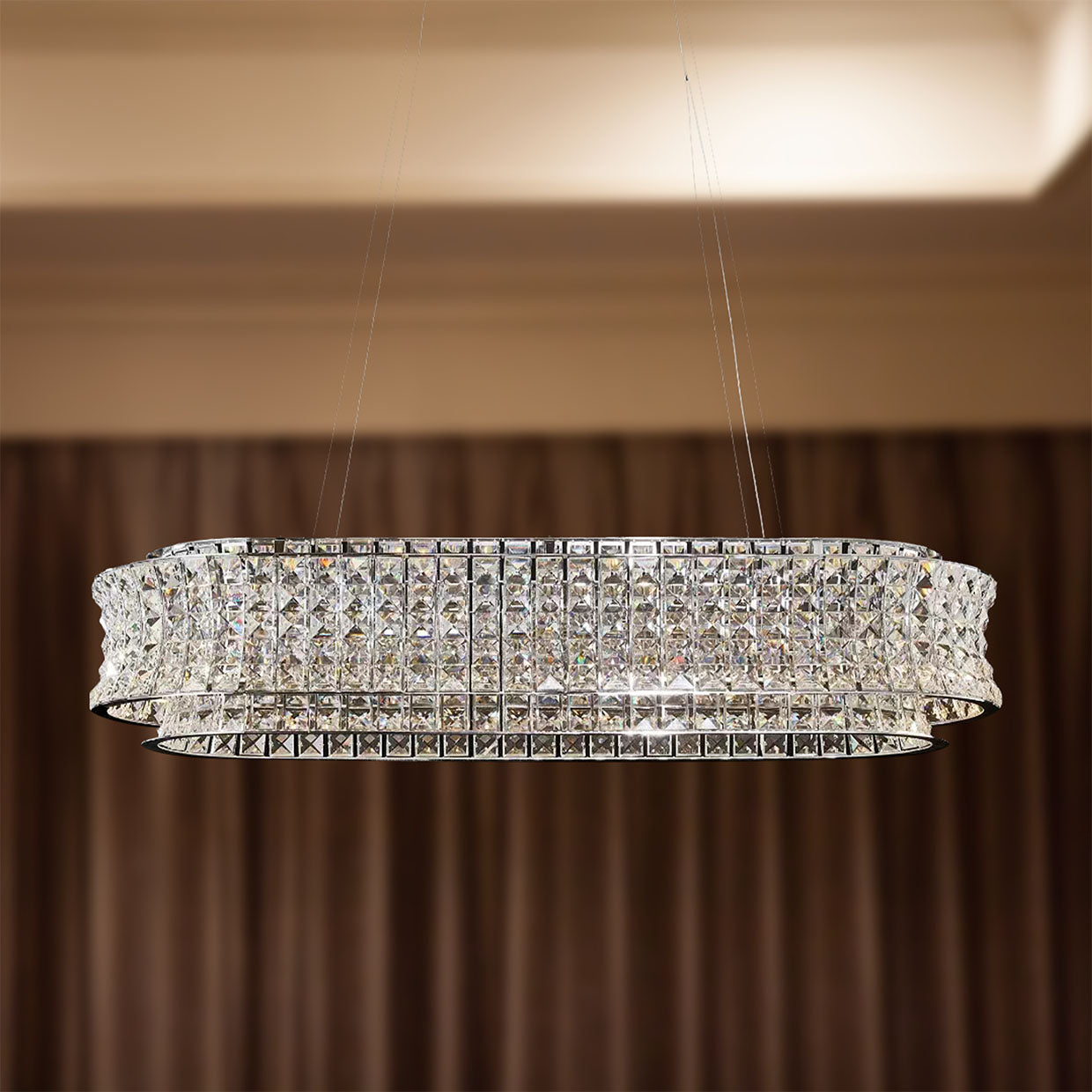 Galaxy Oval LED Chandelier Chrome