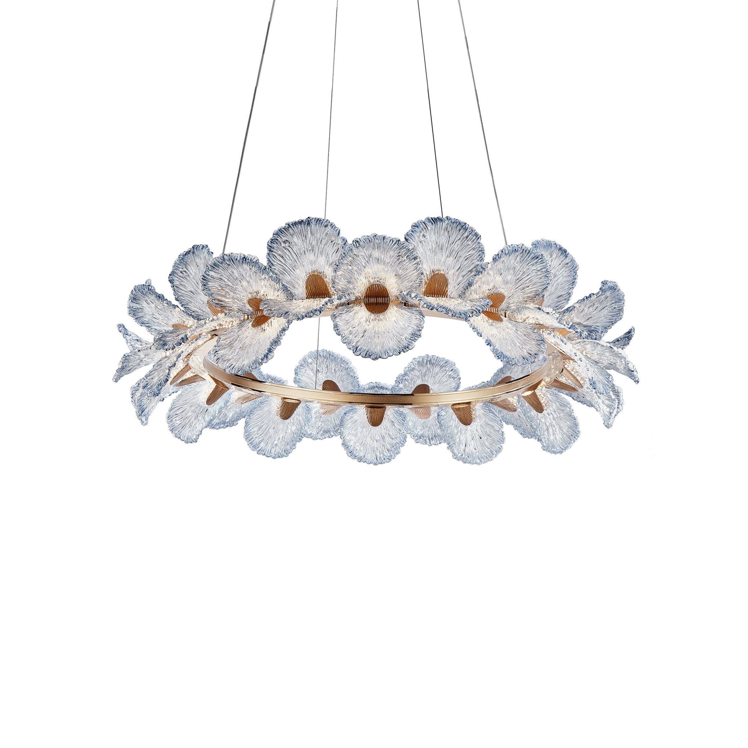 Brisa Large Round LED Chandelier - Blue/Gold