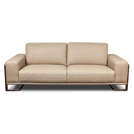 Gianna Leather Sofa - Light Coffee/Rose Gold
