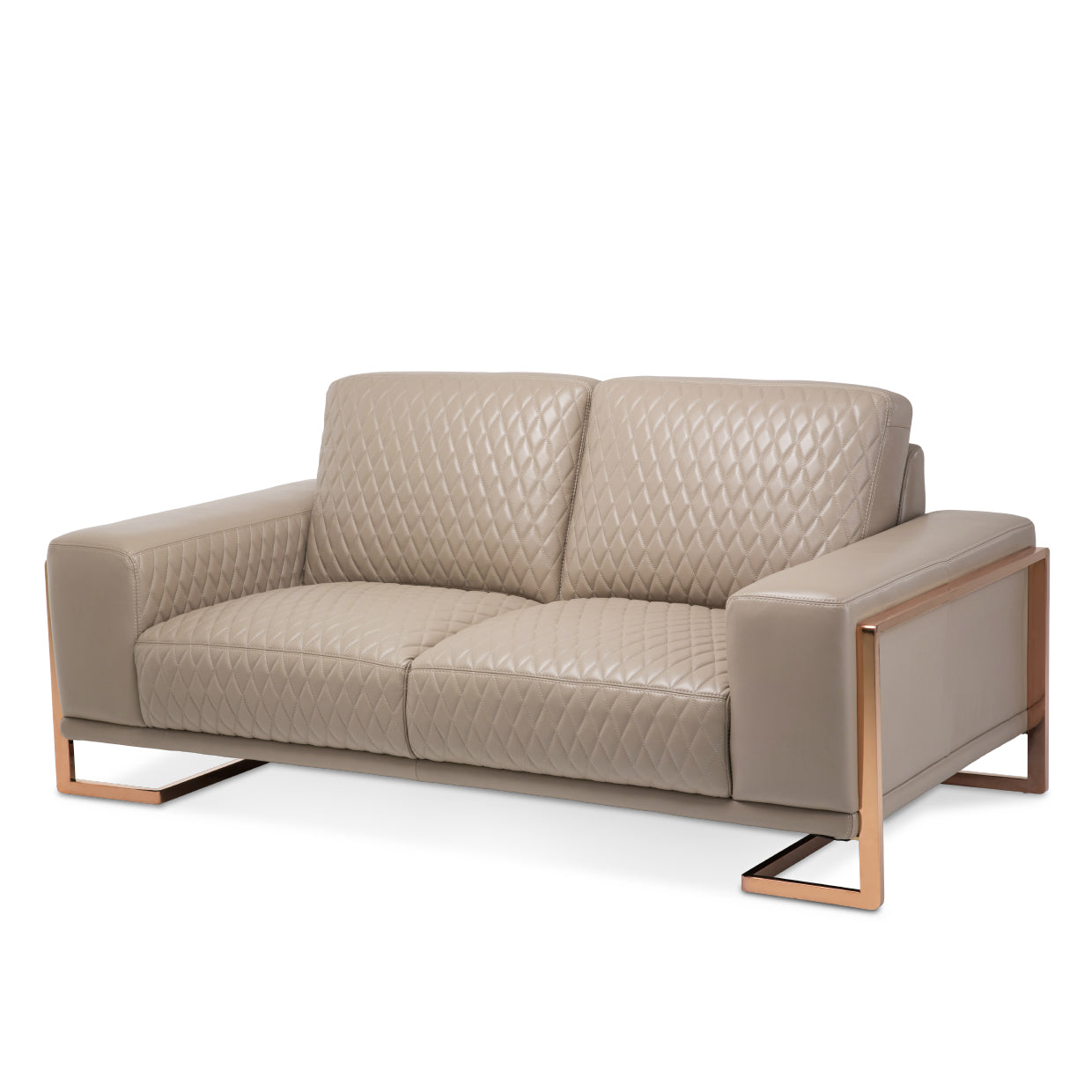 Gianna Leather Loveseat - Light Coffee/Rose Gold