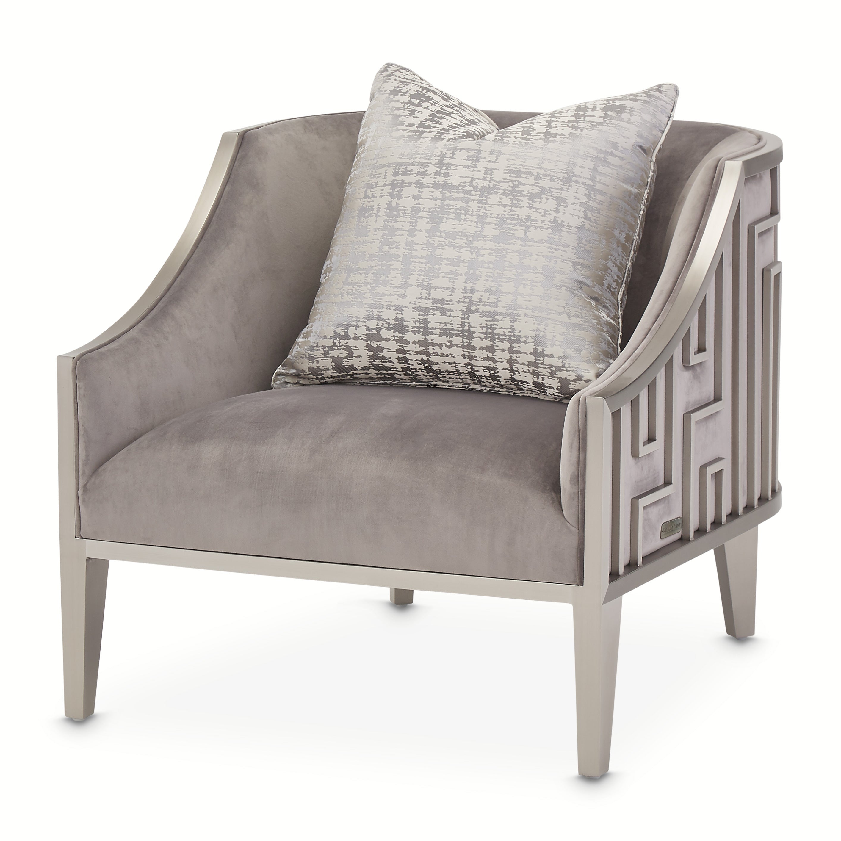 Roxbury Park Velvet Accent Chair - Gray Pearl/Stainless Steel