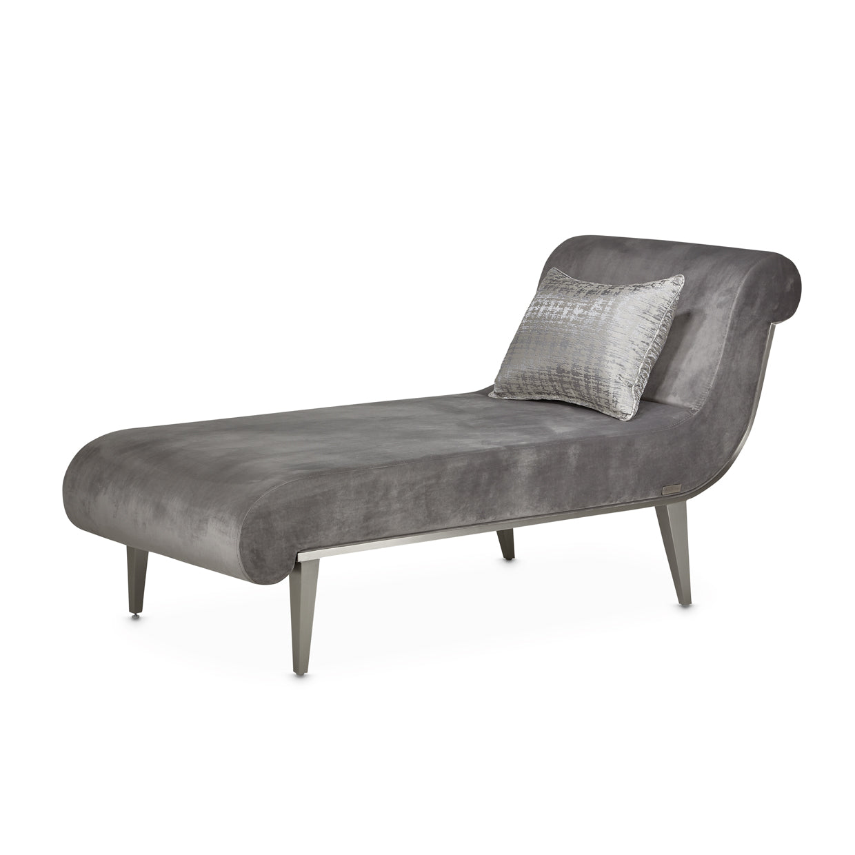 Roxbury Park Velvet Chaise - Gray Pearl/Stainless Steel