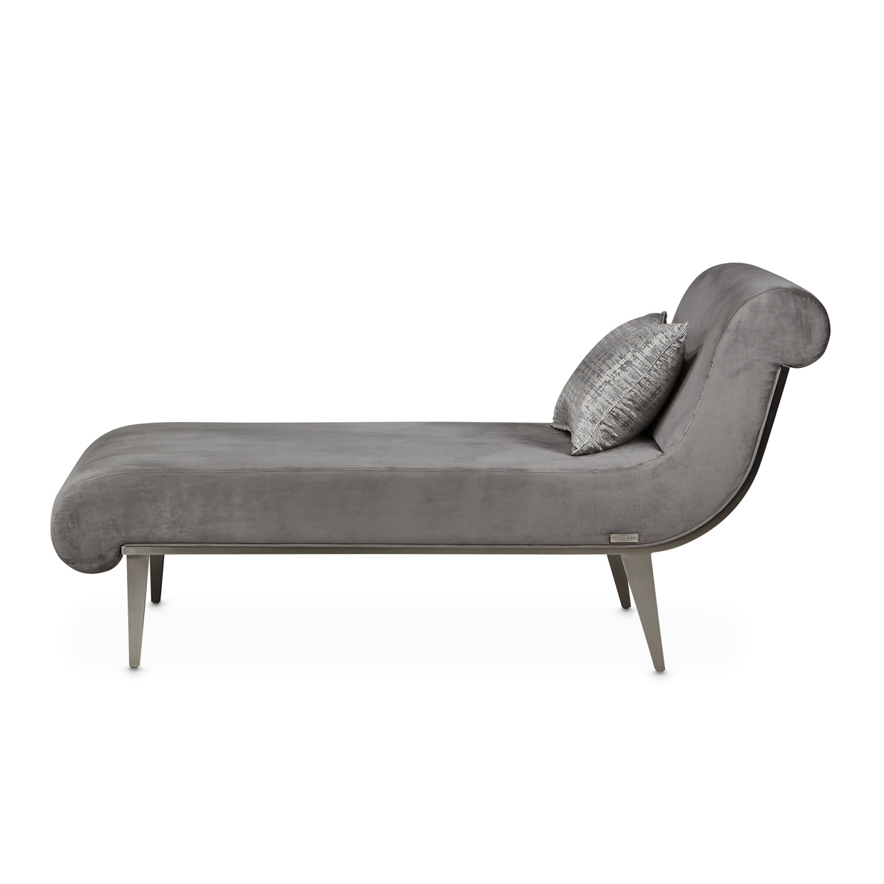 Roxbury Park Velvet Chaise - Gray Pearl/Stainless Steel