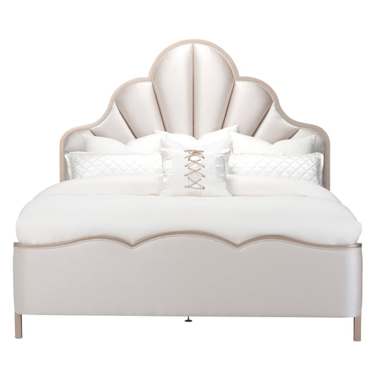 Malibu Crest Queen Scalloped Panel Bed - Chardonnay