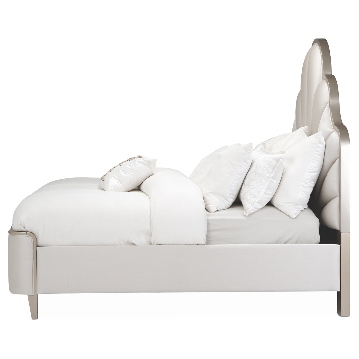 Malibu Crest Queen Scalloped Panel Bed - Chardonnay