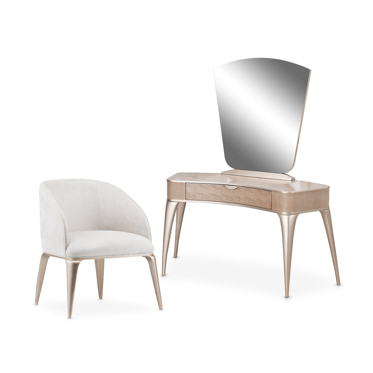 Malibu Crest Vanity Set with Mirror & Chair - Blush