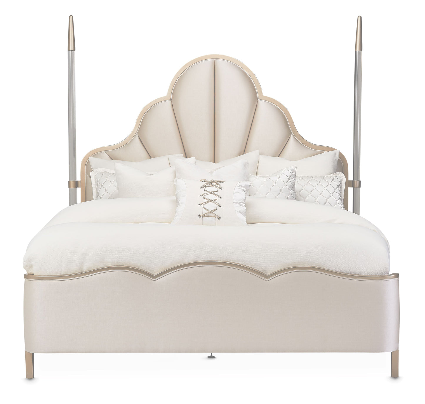 Malibu Crest Eastern King Scalloped Poster Bed - Chardonnay