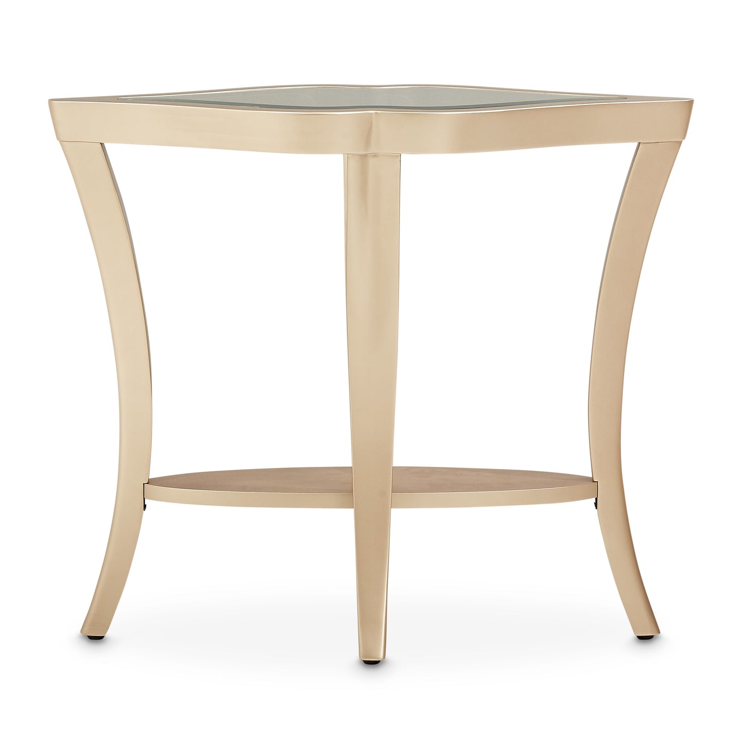 Malibu Crest End Table with Glass Top - Chardonnay