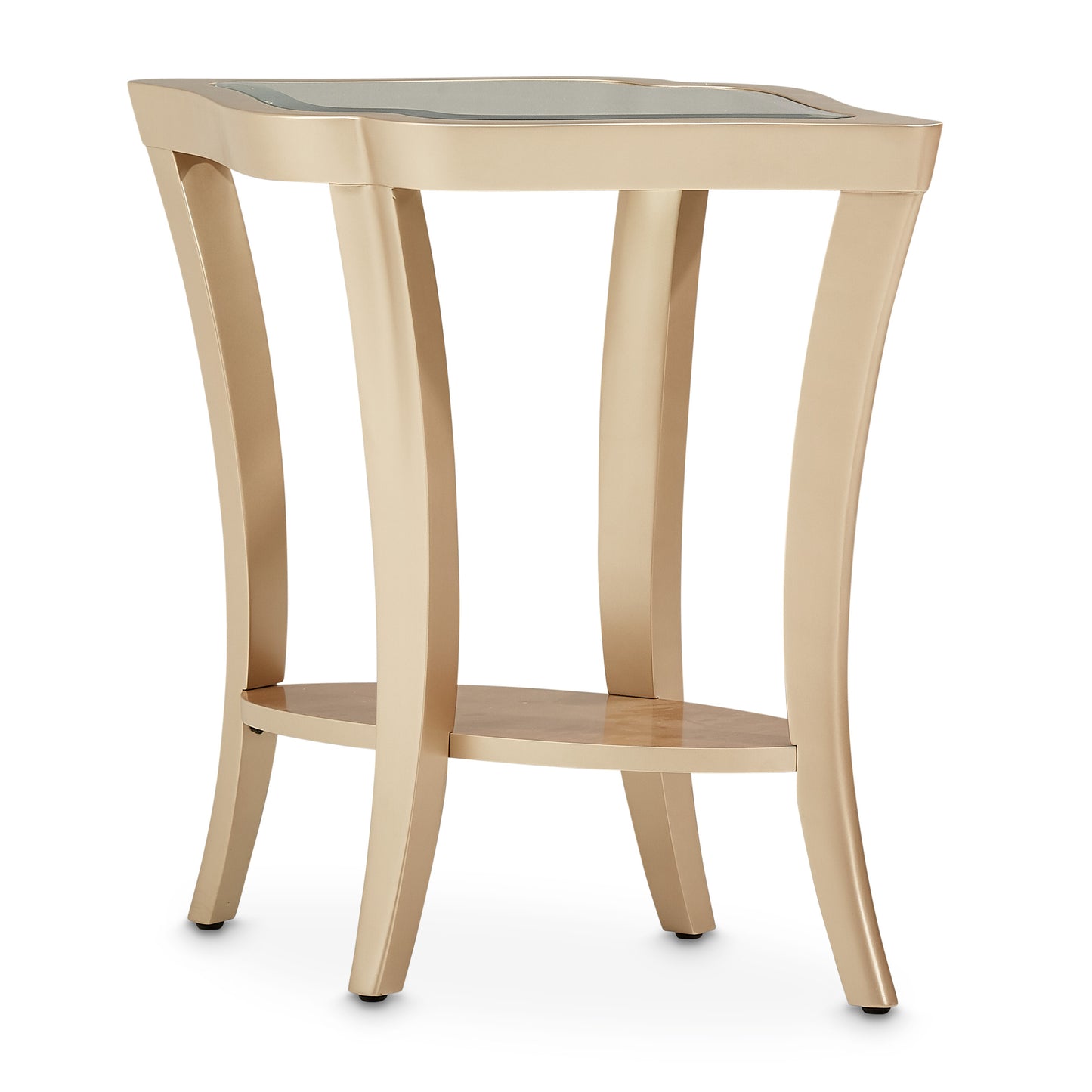 Malibu Crest End Table with Glass Top - Chardonnay