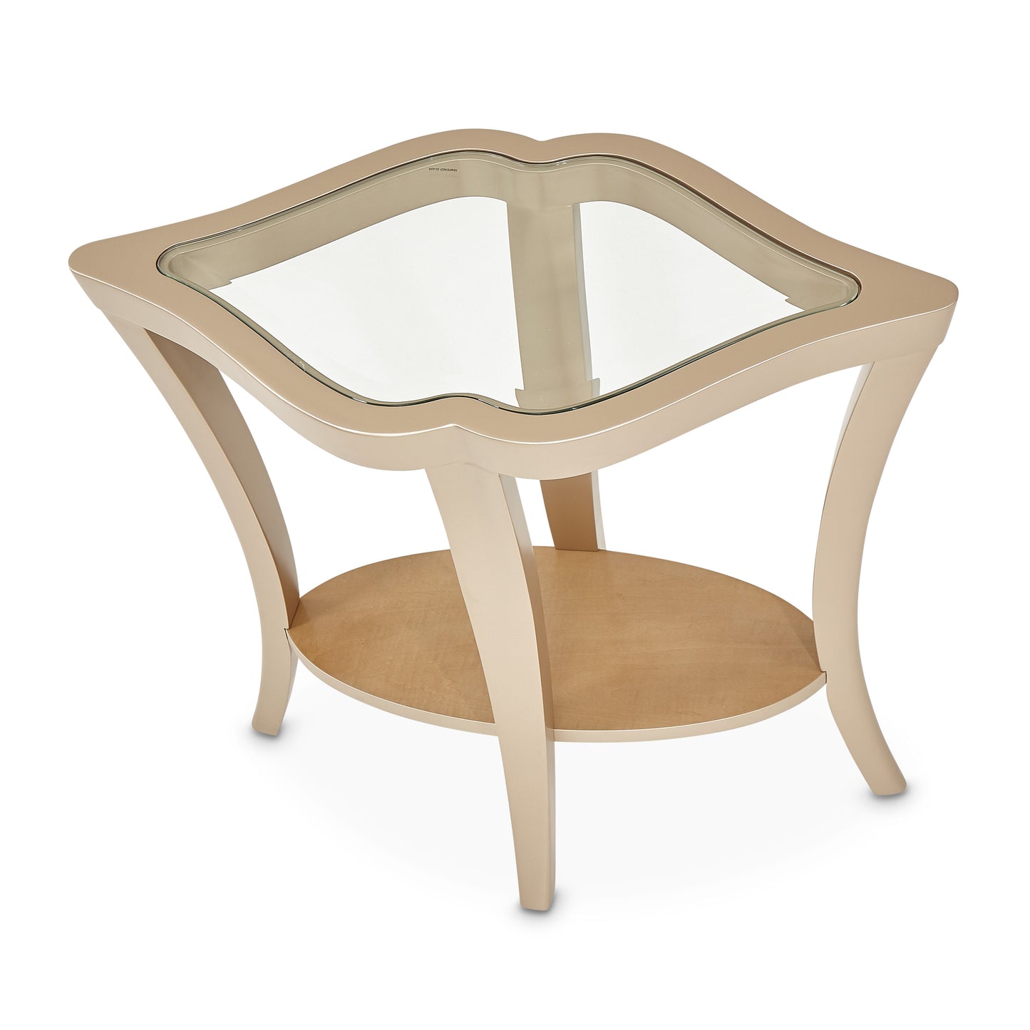 Malibu Crest End Table with Glass Top - Chardonnay