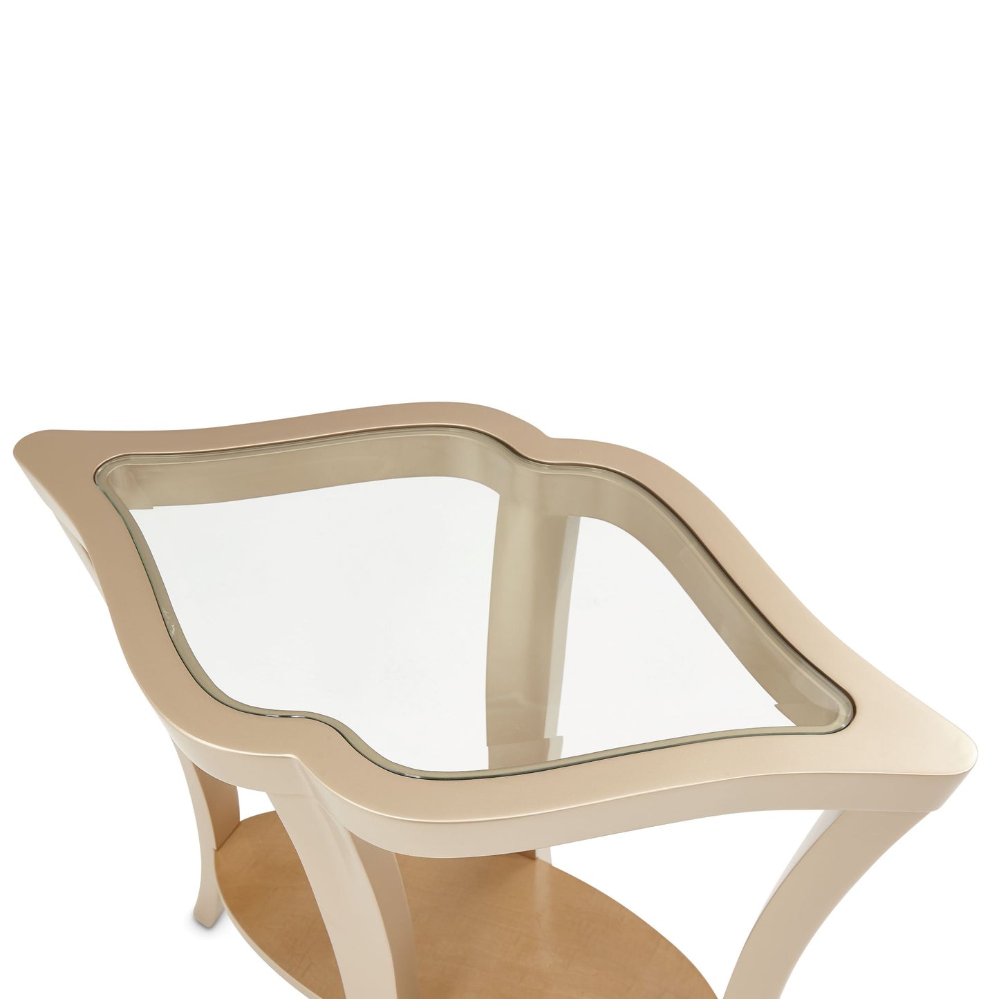Malibu Crest End Table with Glass Top - Chardonnay