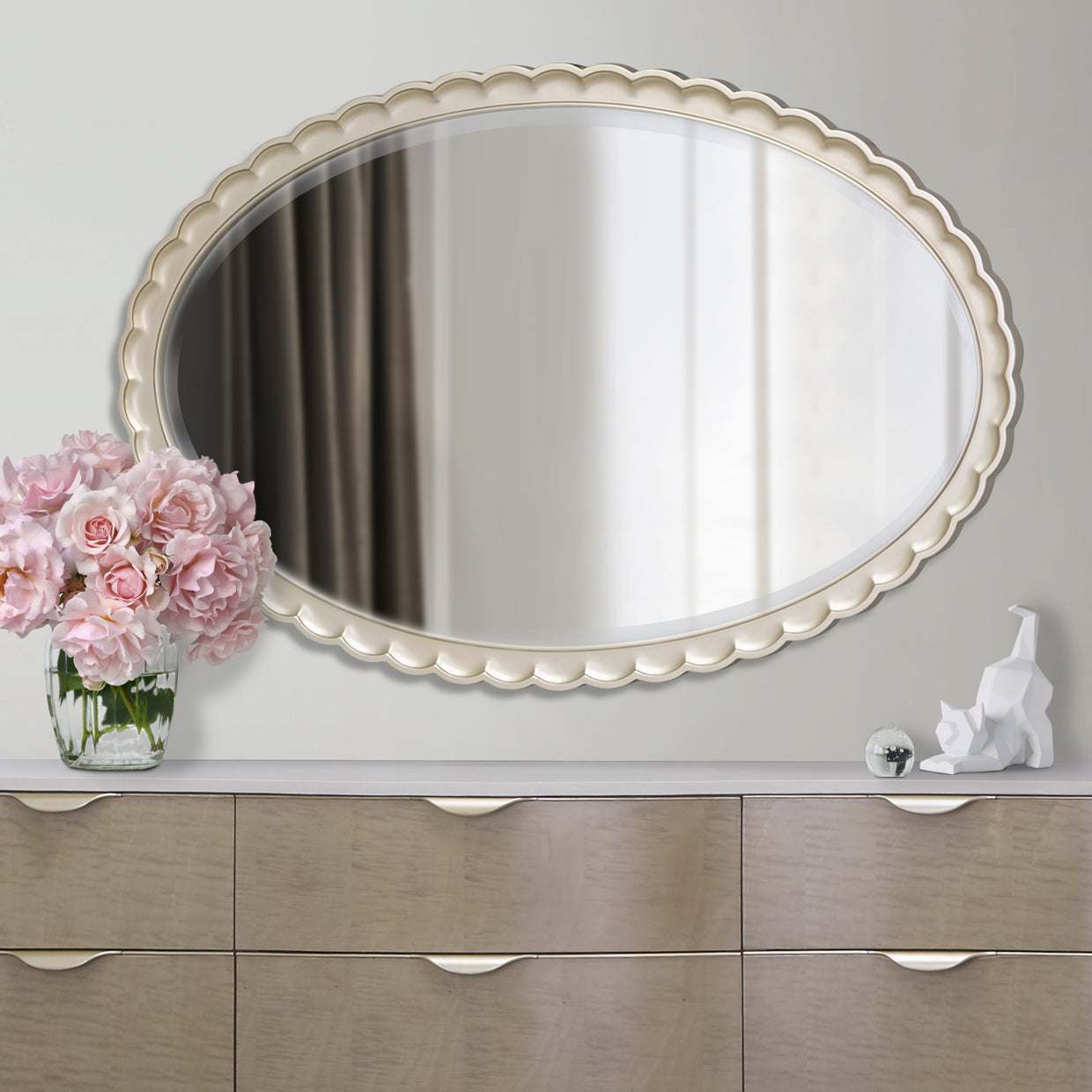 Malibu Crest Oval Wall Mirror - Chardonnay