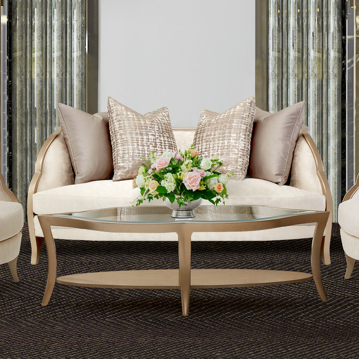 Malibu Crest Loveseat - Cloud White/Chardonnay