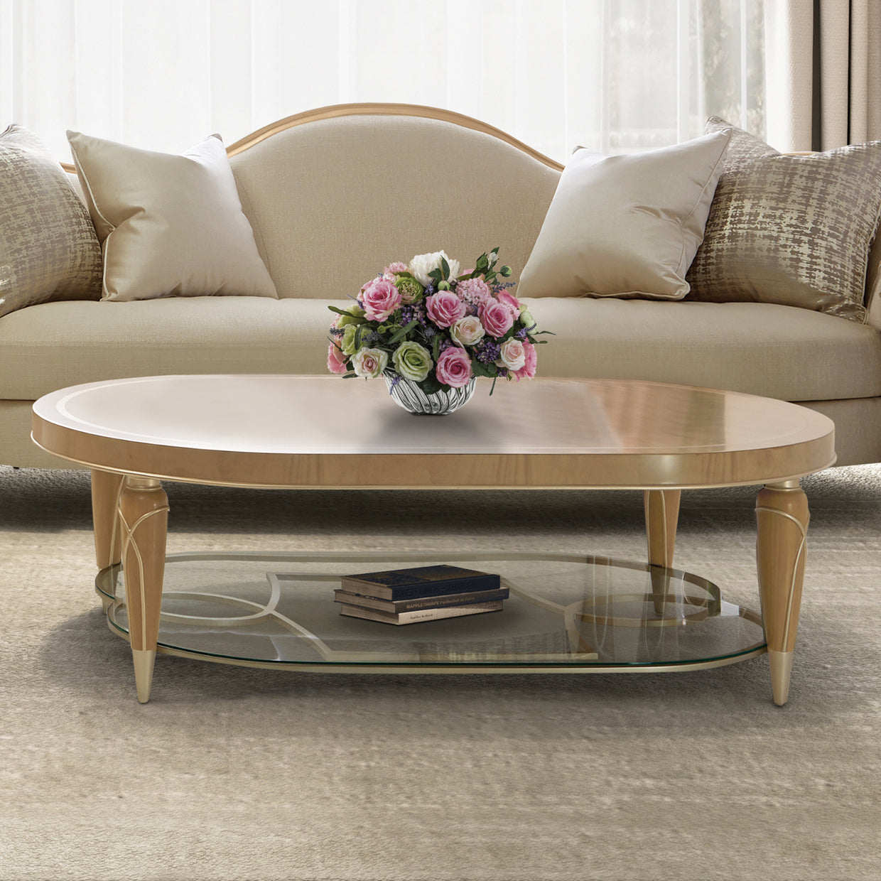 Villa Cherie Oval Cocktail Table - Caramel