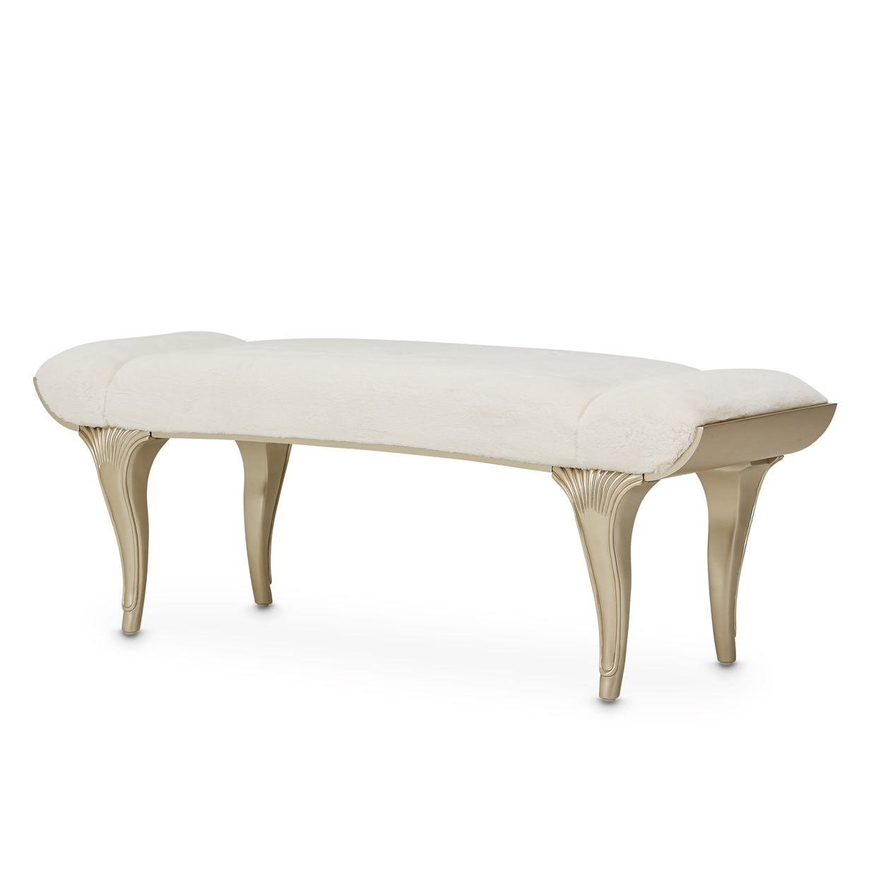 Villa Cherie Faux-Fur Accent Bench - Pearl/Chardonnay