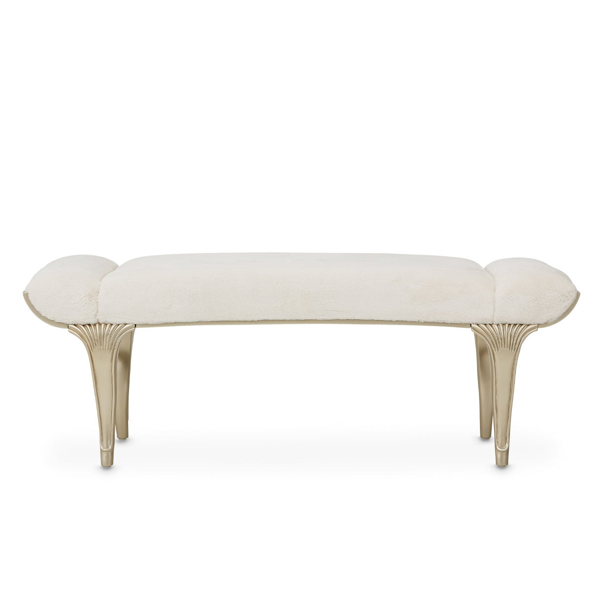 Villa Cherie Faux-Fur Accent Bench - Pearl/Chardonnay