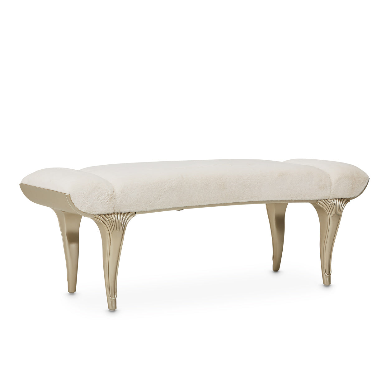 Villa Cherie Faux-Fur Accent Bench - Pearl/Chardonnay