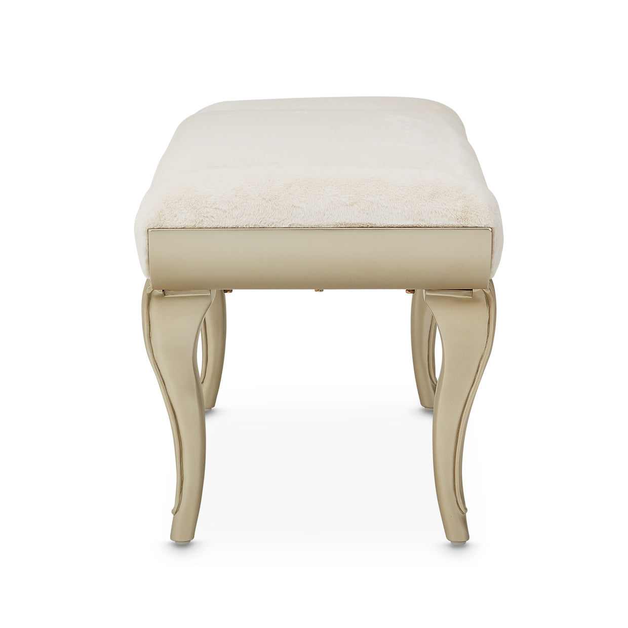 Villa Cherie Faux-Fur Accent Bench - Pearl/Chardonnay