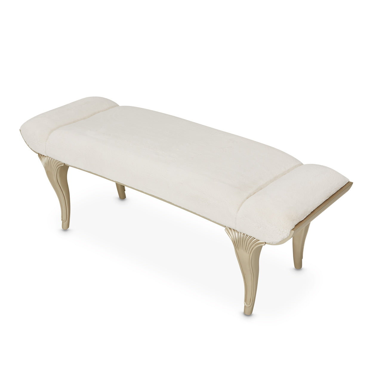 Villa Cherie Faux-Fur Accent Bench - Pearl/Chardonnay
