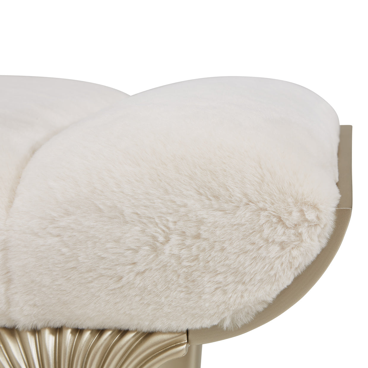 Villa Cherie Faux-Fur Accent Bench - Pearl/Chardonnay
