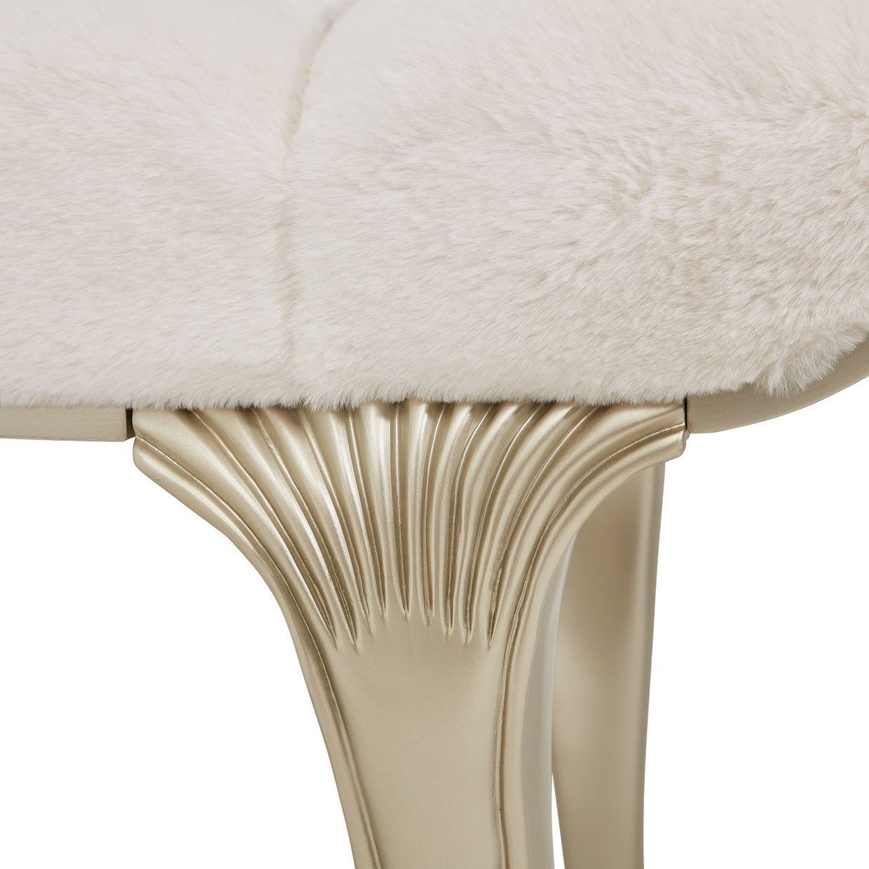 Villa Cherie Faux-Fur Accent Bench - Pearl/Chardonnay