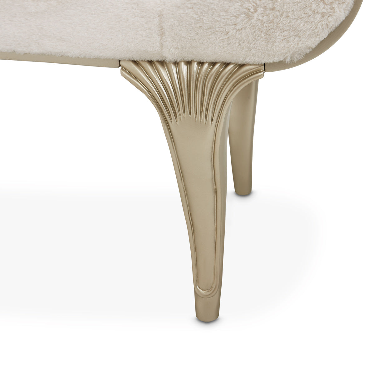 Villa Cherie Faux-Fur Accent Bench - Pearl/Chardonnay