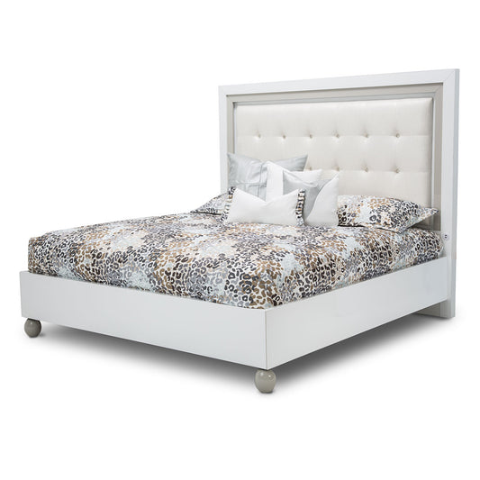 Sky Tower Eastern King Bed with LED Lights - Ice/Cloud White
