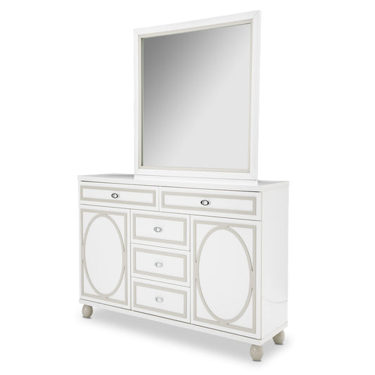 Sky Tower Dresser with Mirror - Cloud White