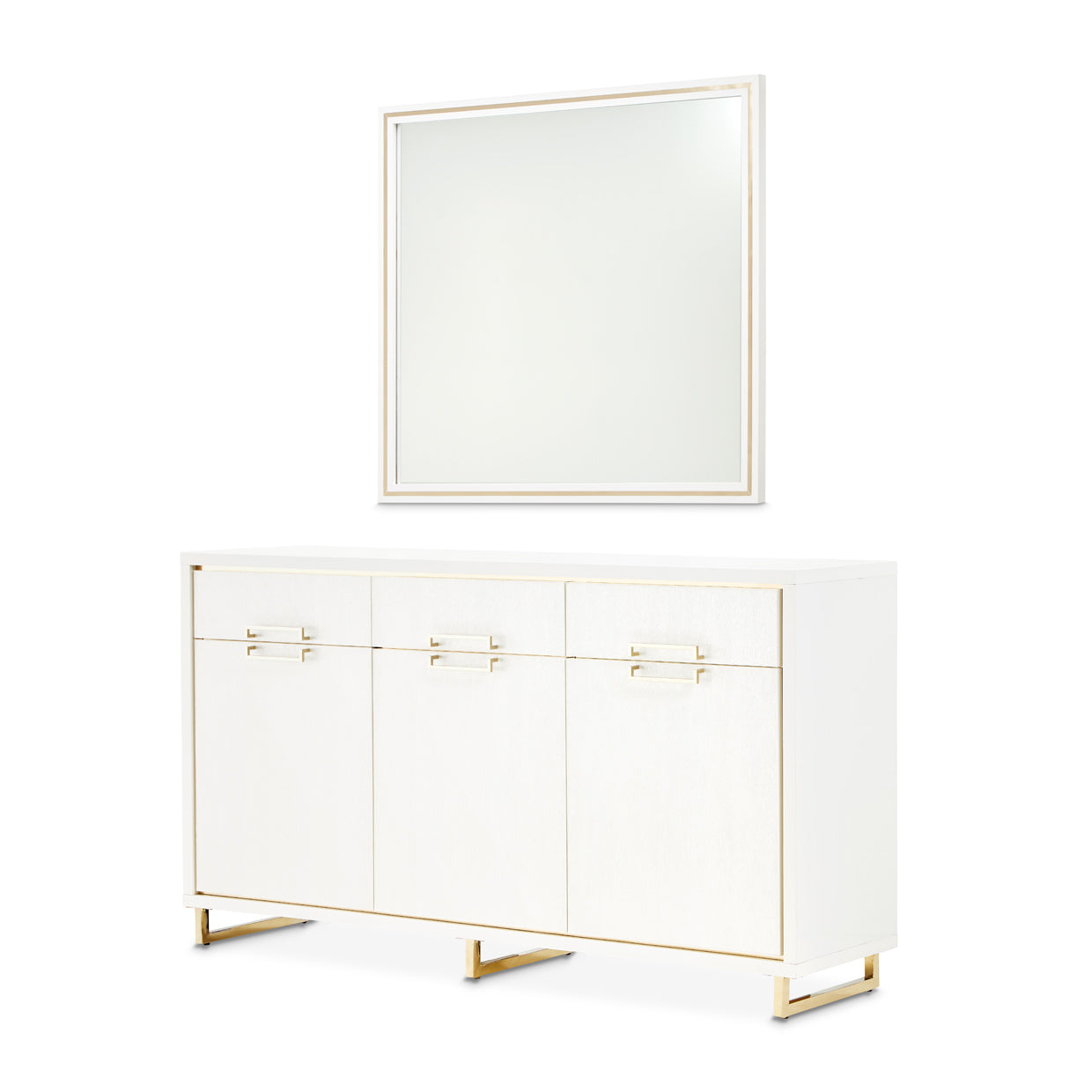 Palm Gate Sideboard with Mirror - Cloud White