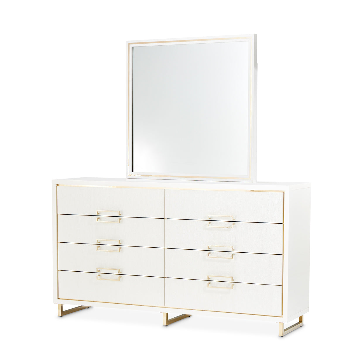 Palm Gate Dresser with Mirror - Cloud White
