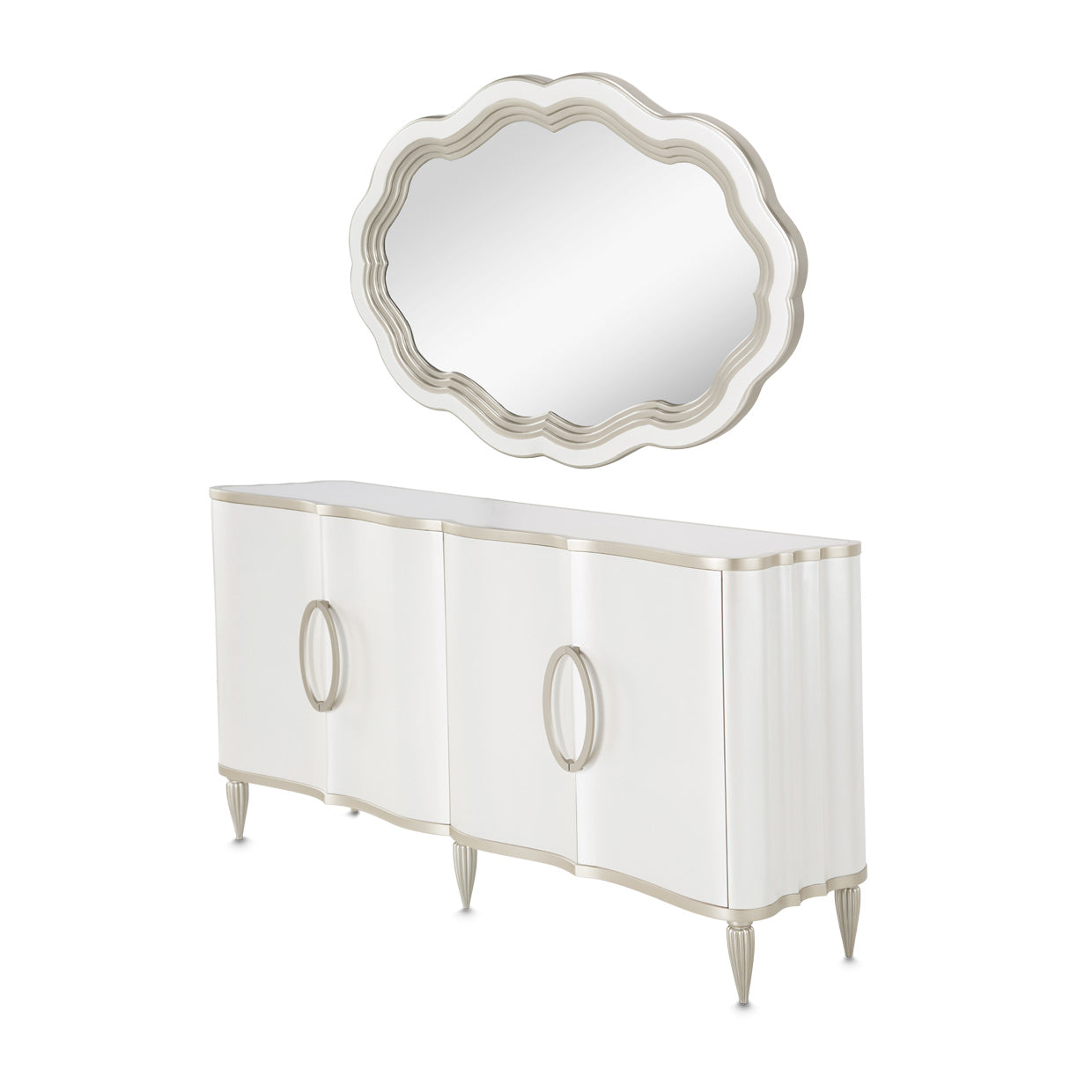 London Place Sideboard with Mirror - Creamy Pearl