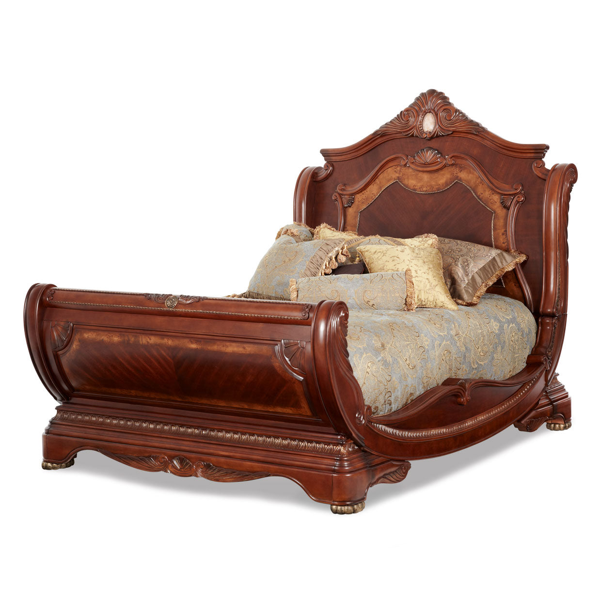 Cortina Eastern King Sleigh Bed - Honey Walnut