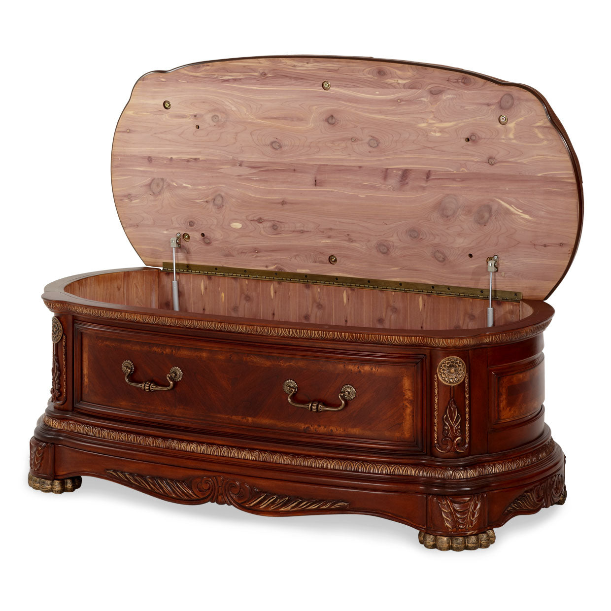 Cortina Leather Bedside Bench - Honey Walnut