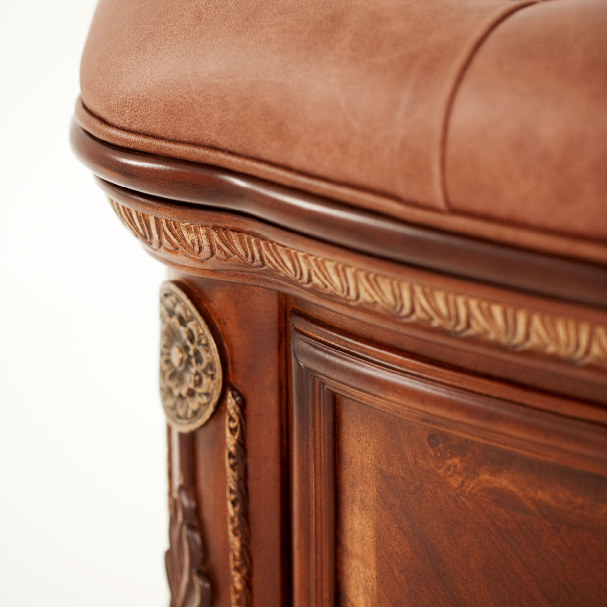 Cortina Leather Bedside Bench - Honey Walnut