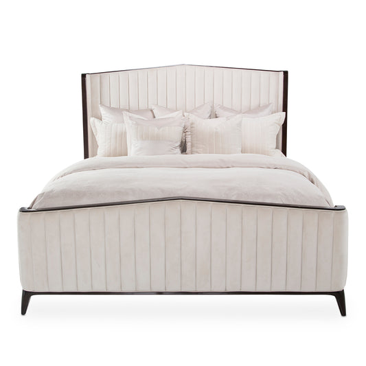 Paris Chic Cal. King Channel Tufted Panel Bed - Ivory/Espresso