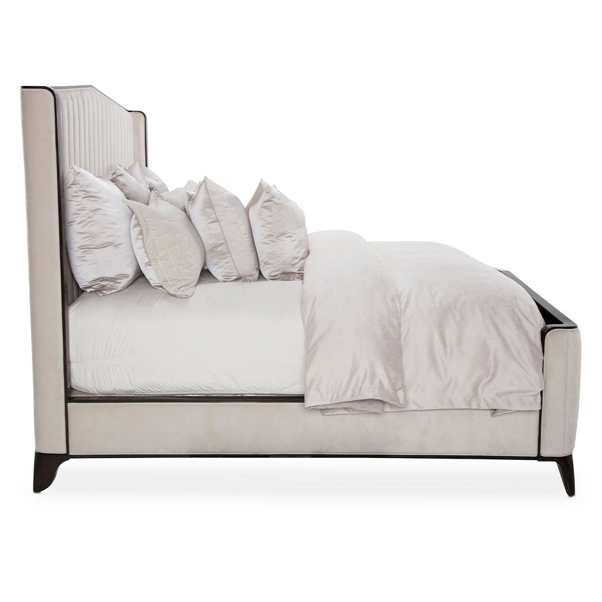 Paris Chic Queen Channel Tufted Panel Bed - Ivory/Espresso