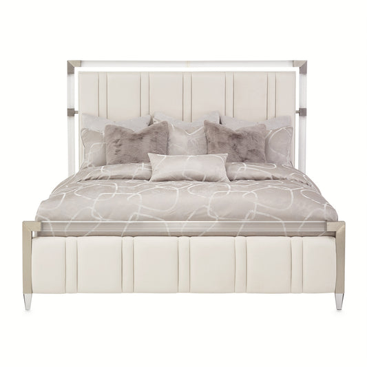 Penthouse Eastern King Short Panel Bed - Frosted Linen/Ash Gray