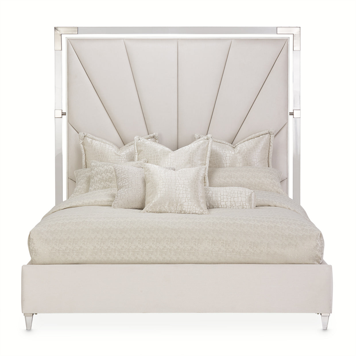 Penthouse Eastern King Tall Panel Bed - Frosted Linen/Ash Gray