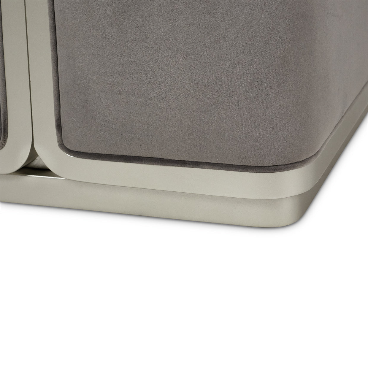 Linea Velvet Ottoman - Gray Pearl/Silver Mist