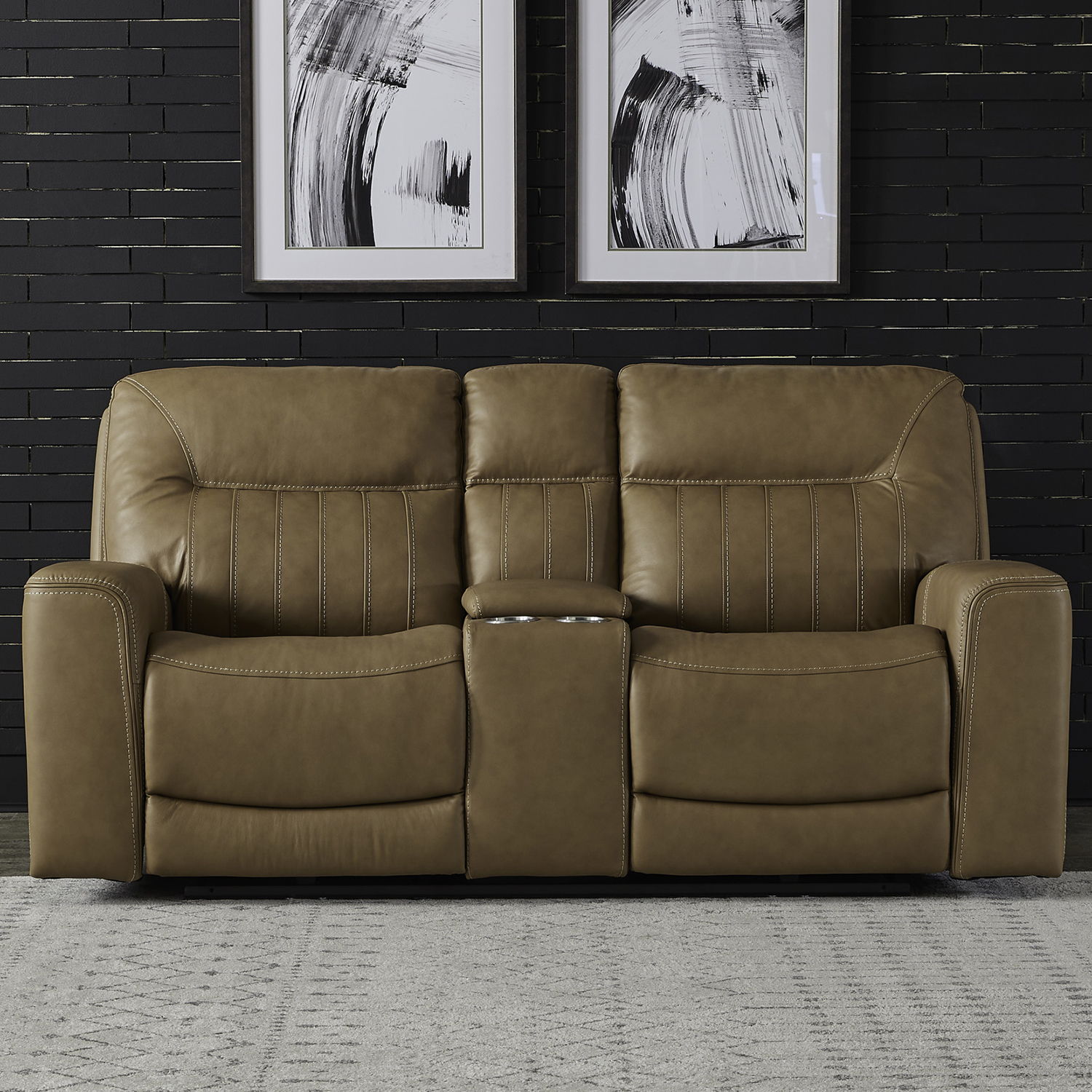 Bennett - Loveseat With Console P2 & ZG - Butternut