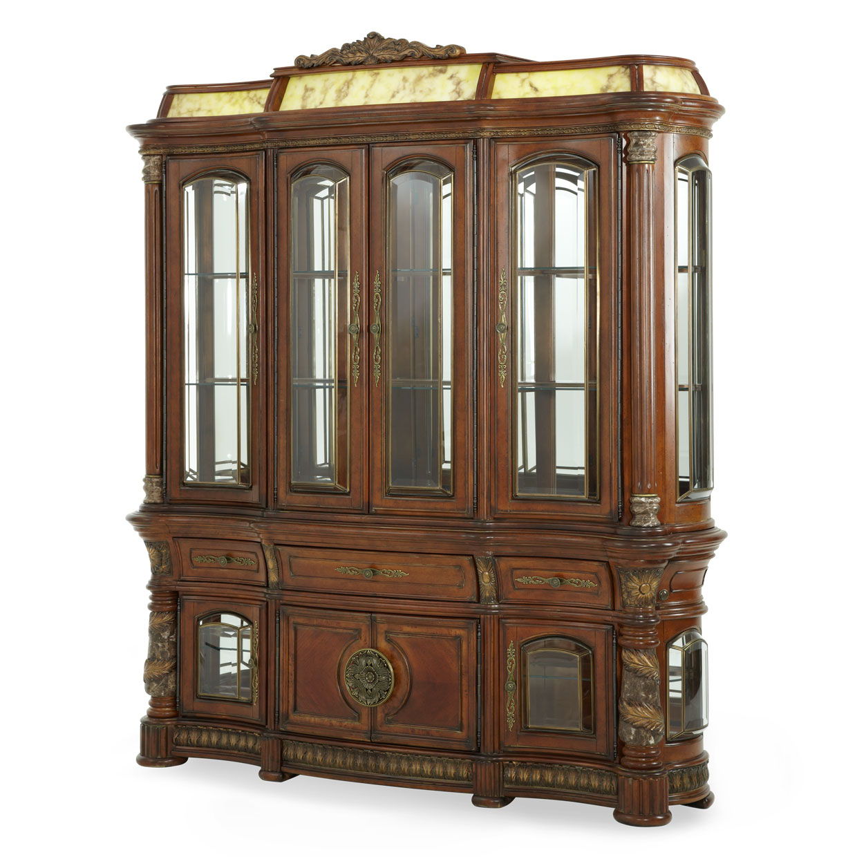 Villa Valencia - China Buffet With Lighted Top - Classic Chestnut