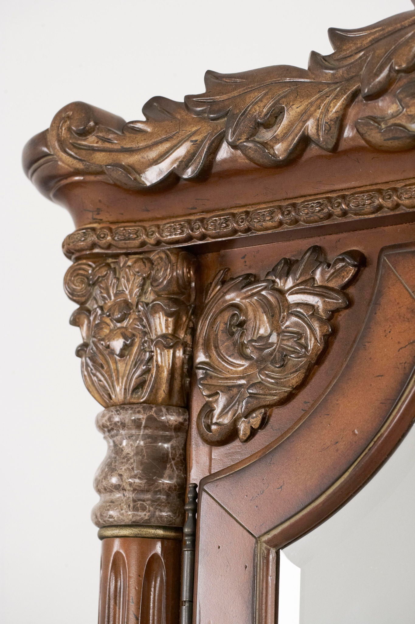 Villa Valencia - Accent Floor Wall Mirror With Storage - Classic Chestnut