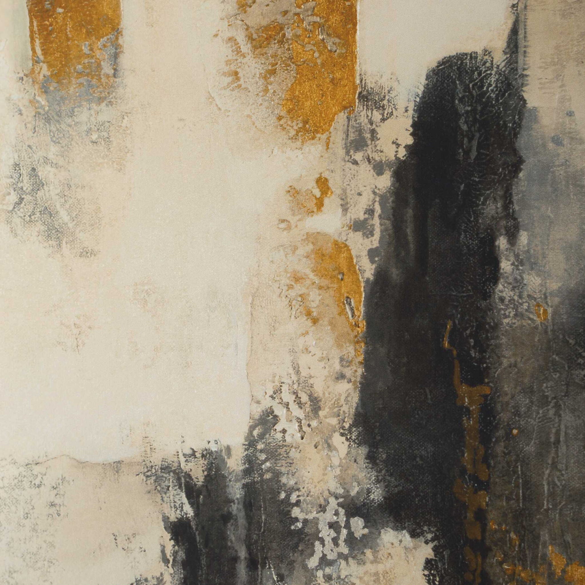 Landslide - Framed Abstract Print - Black / Brass / Gold / Gray / Orange / White / Yellow