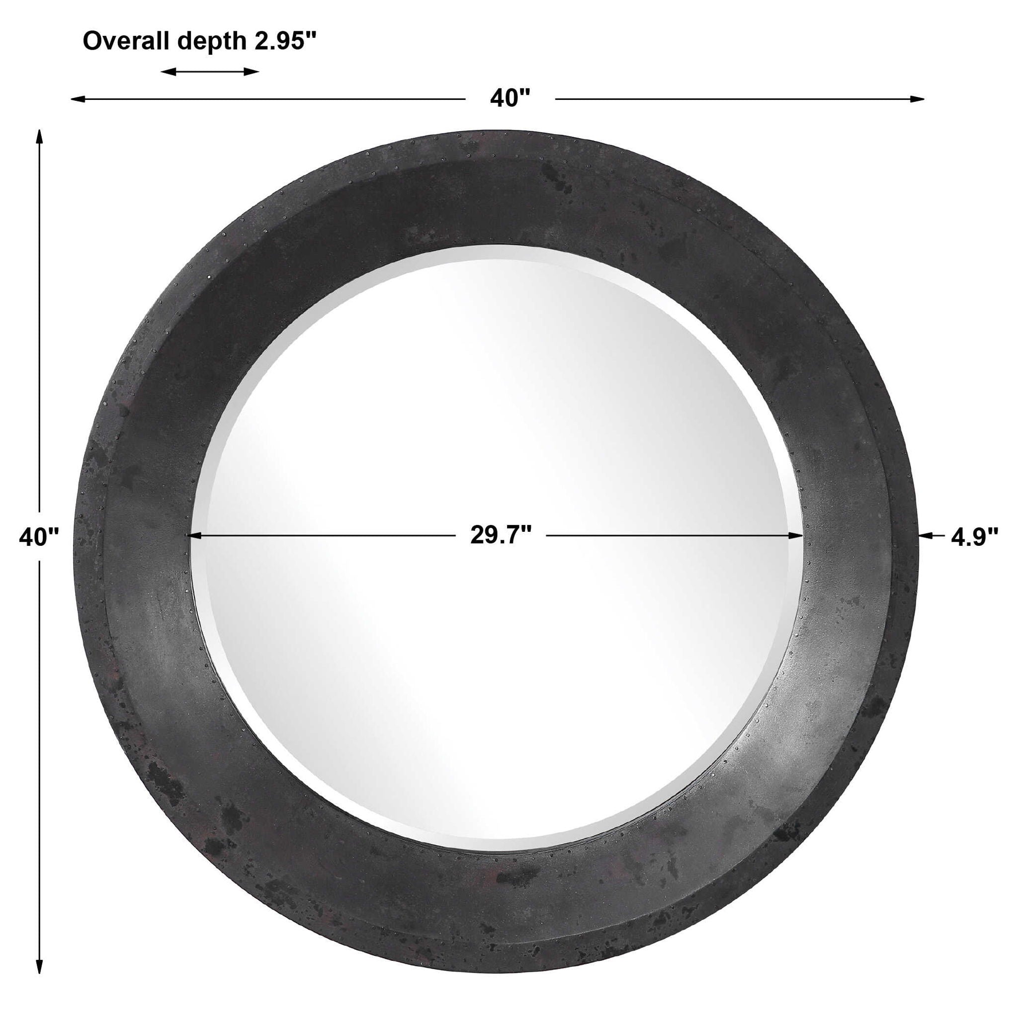 Frazier - Round Industrial Mirror - Black