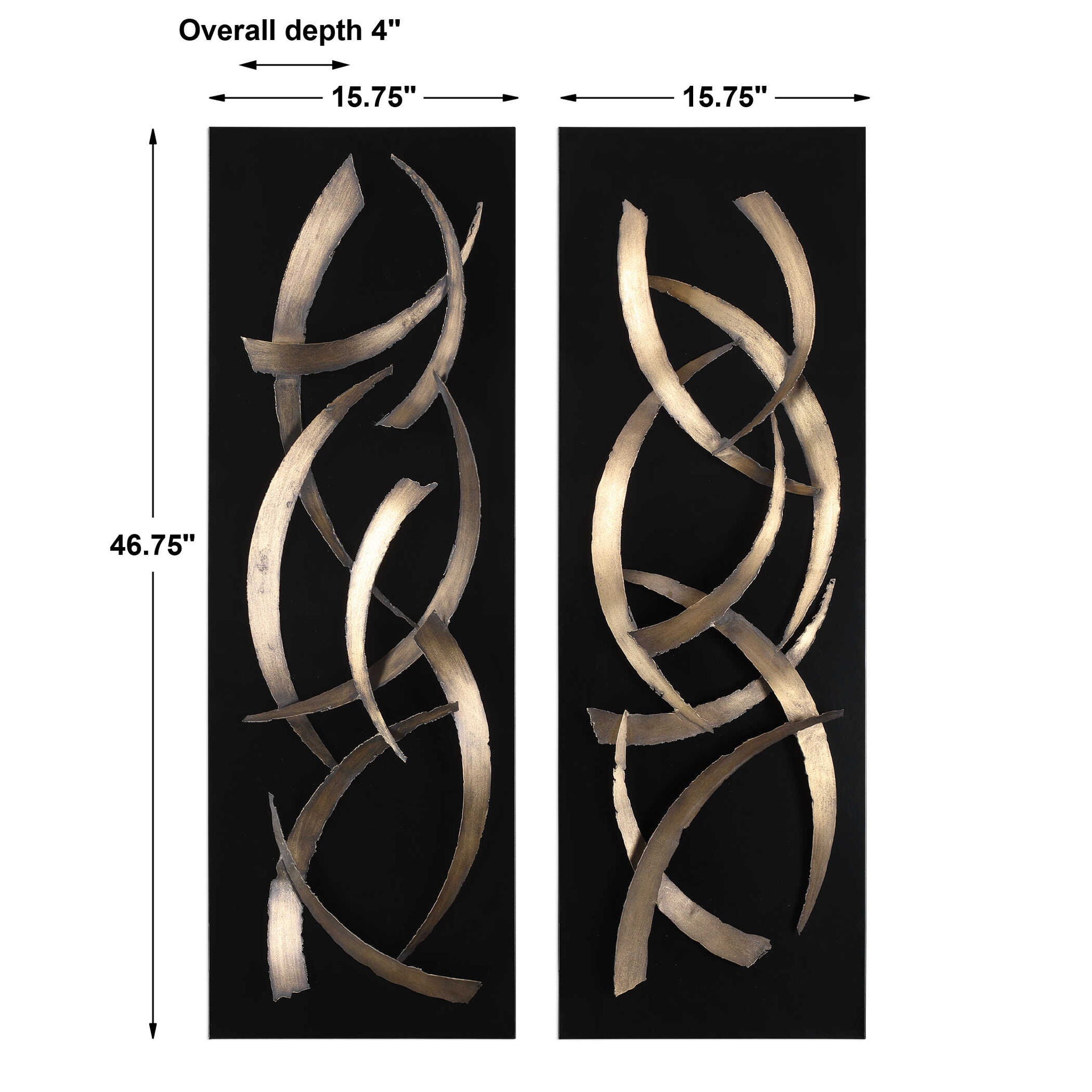 Brushstrokes - Metal Wall Art (Set of 2) - Black