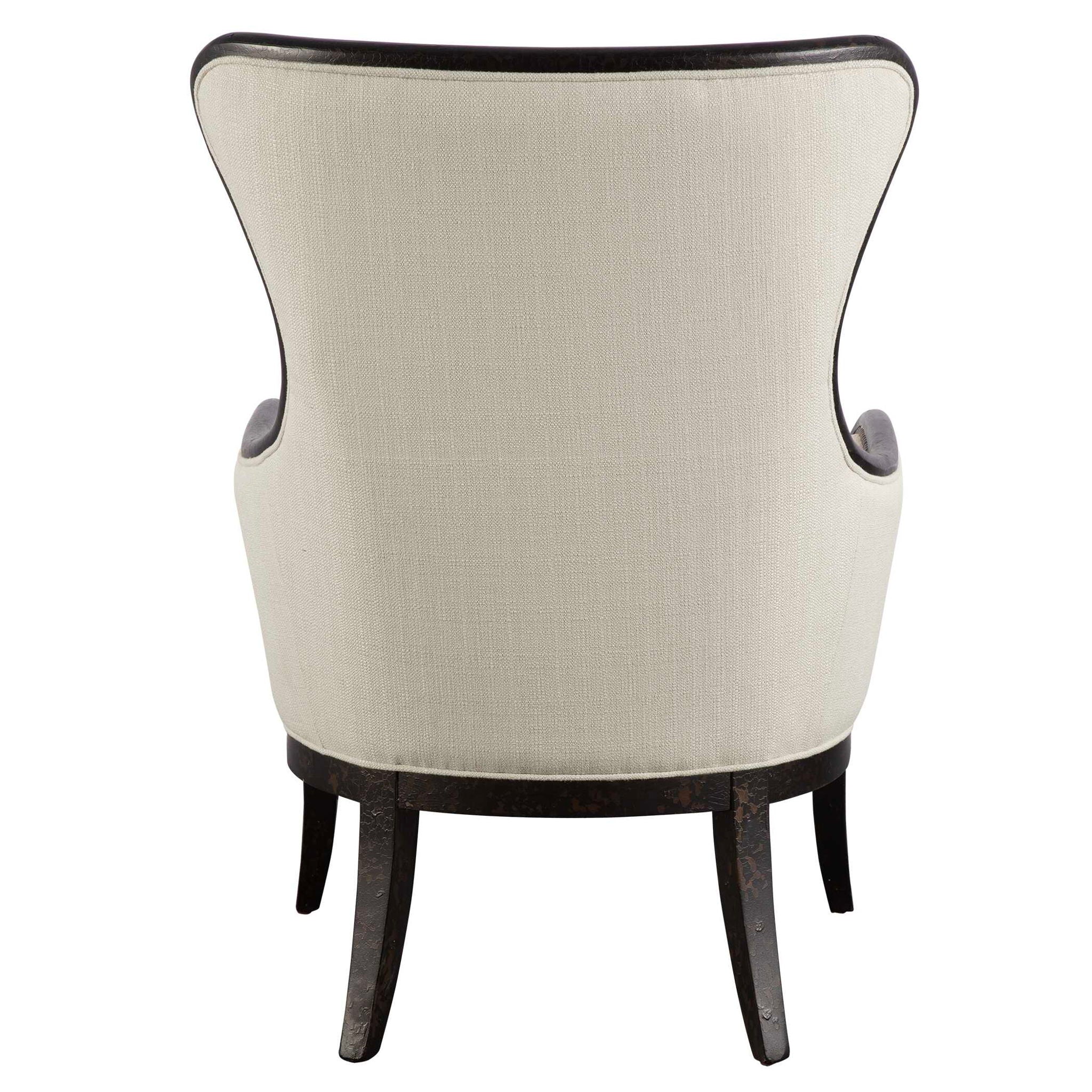 Sandy - Wing Back Armchair - Beige & Dark Brown
