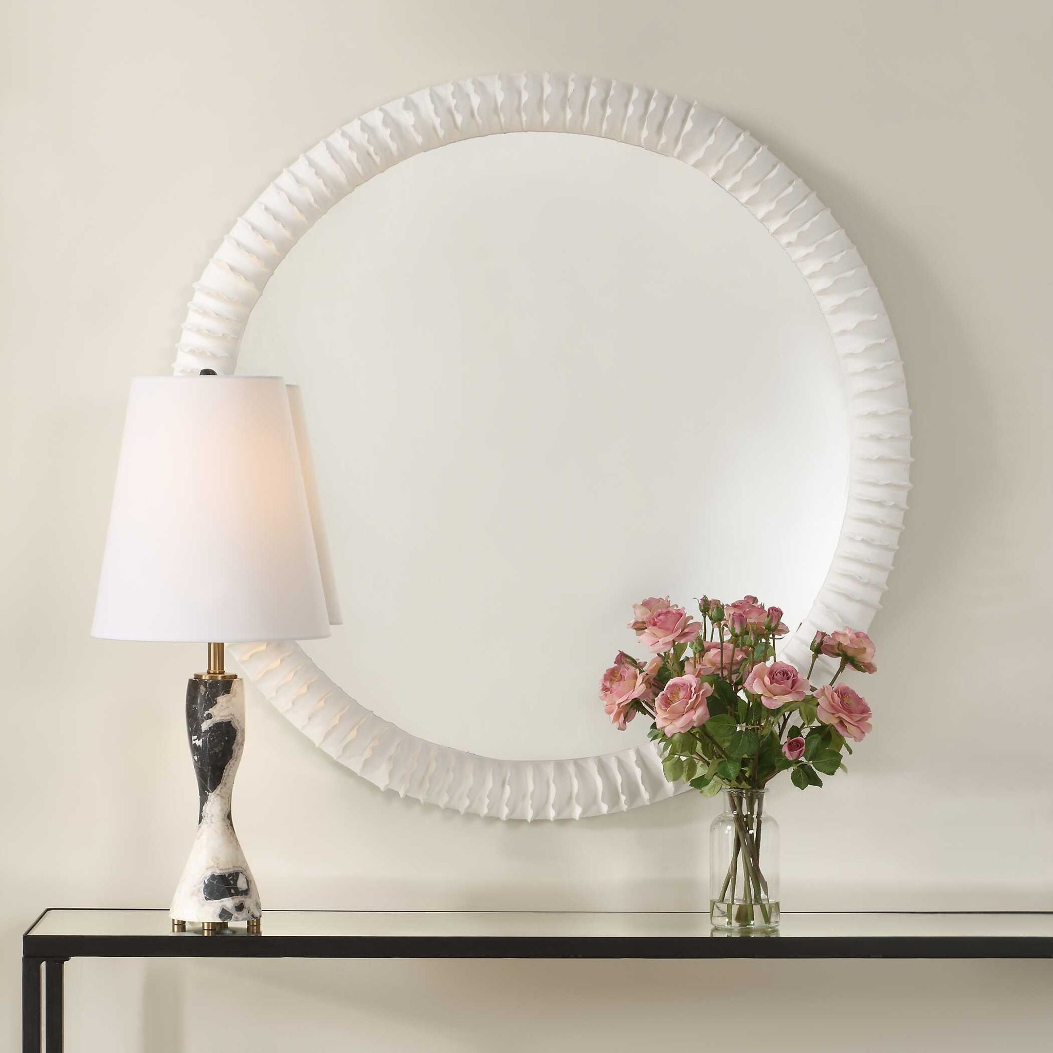 Akiko - Round Mirror - White