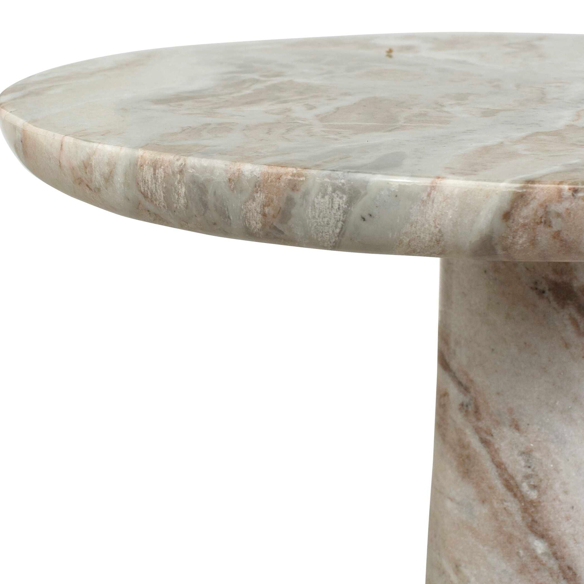 Shura - Indoor-Outdoor Marble Accent Table - Brown / White