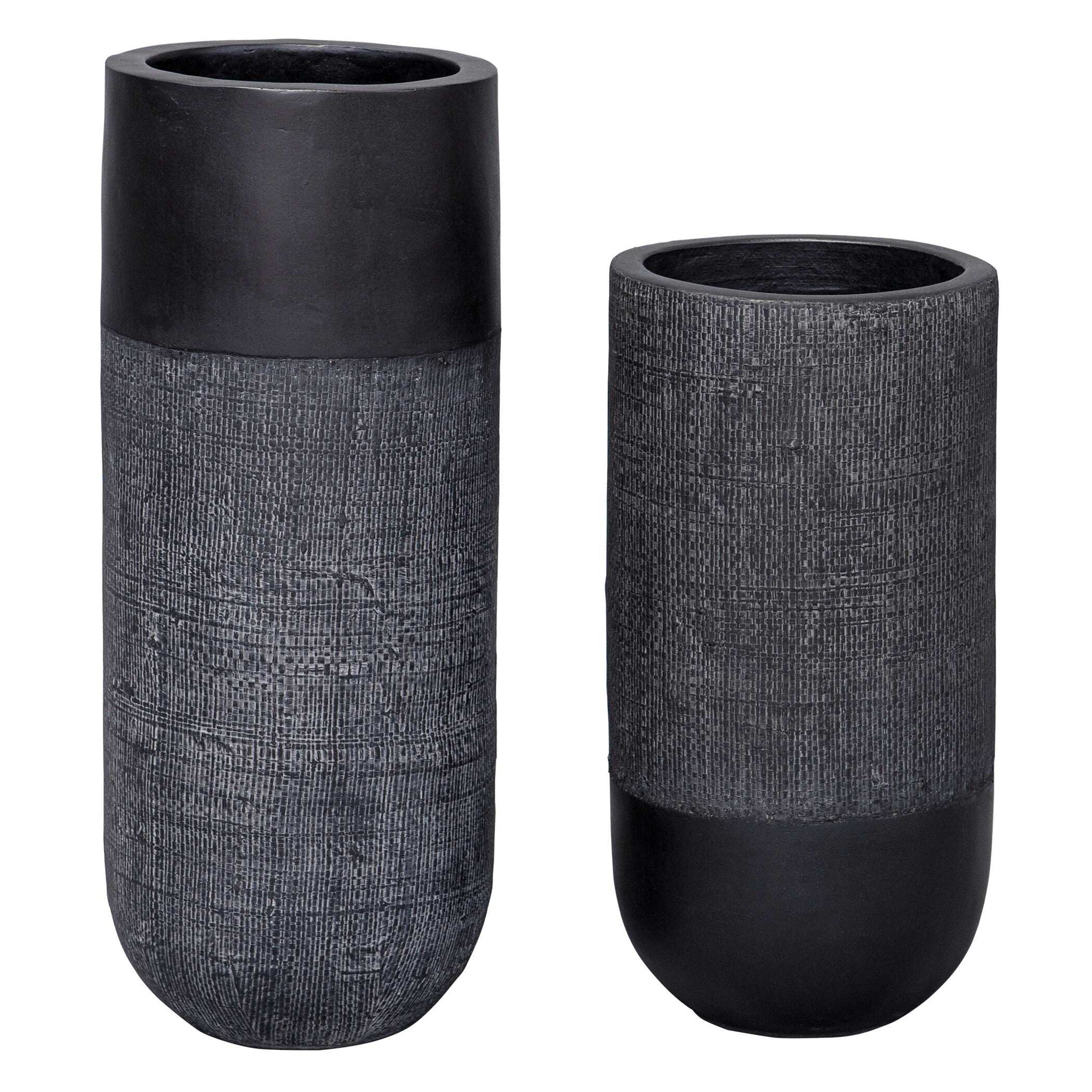 Woven - Shadow Vases (Set of 2) - Black