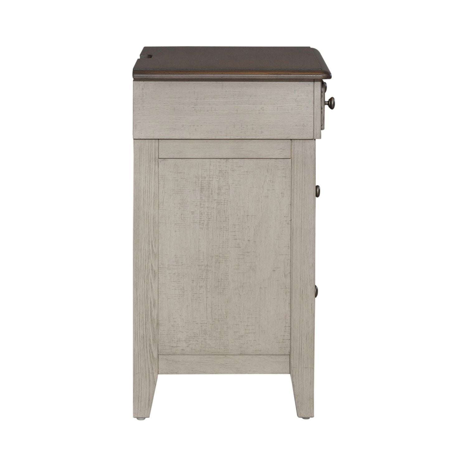Ivy Hollow - 3 Drawer Bedside Chest With Charging Station - White